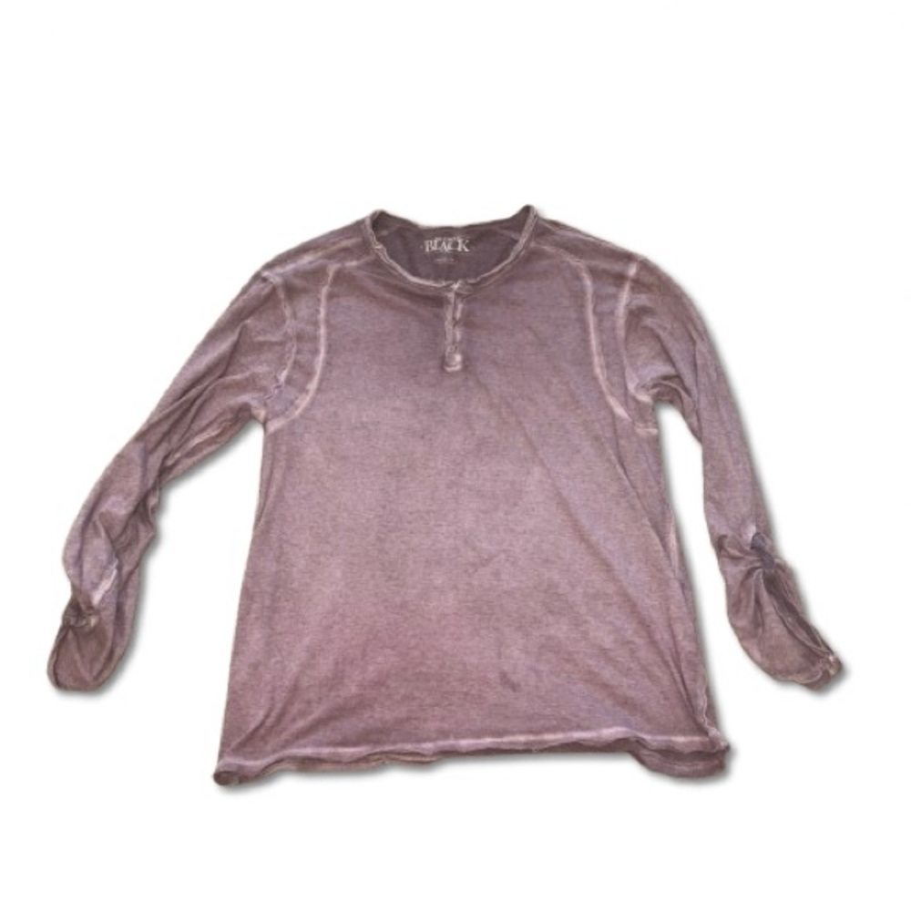Buckle Black Dusty Mauve Brown Long Sleeve Henley Top Athletic Fit Men’s Large